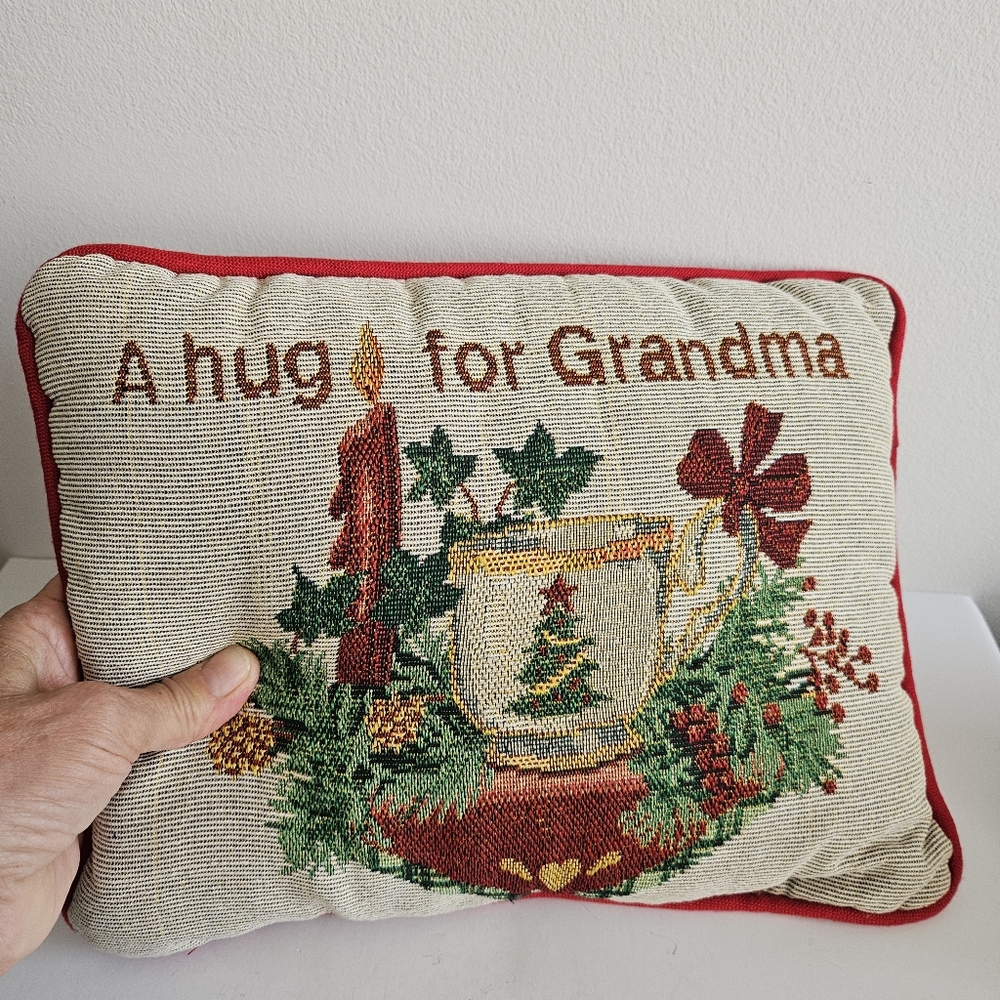 Christmas Tapestry Throw pillow grandma's gift Woven Holiday cushion